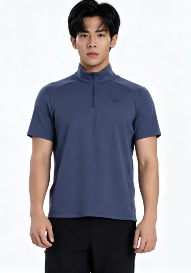 620111TX Men's Stand Collar Short Sleeve T-Shirt