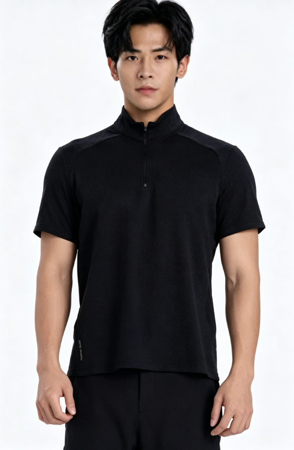 620111TX Men's Stand Collar Short Sleeve T-Shirt