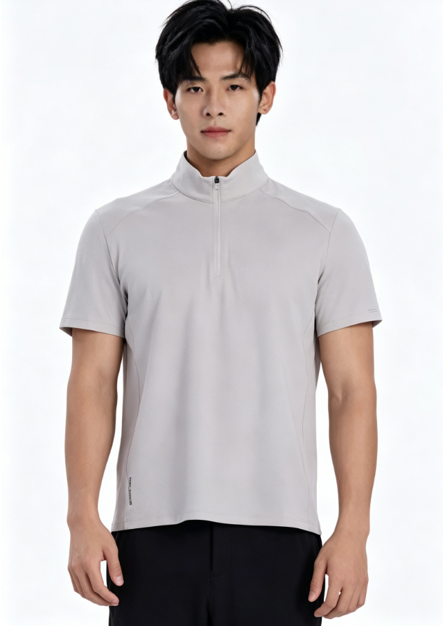 620111TX Men's Stand Collar Short Sleeve T-Shirt